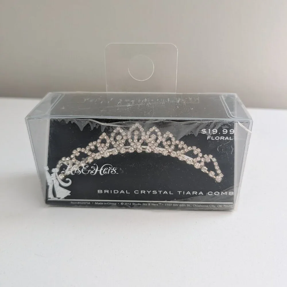 His & Hers Bridal Crystal Tiara Comb for Women or Flower Girl Floral NOS